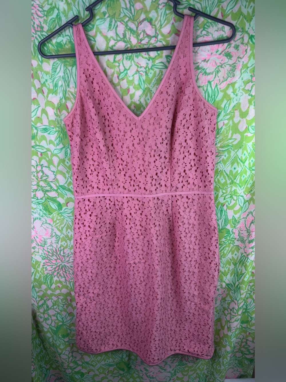 Ann Taylor Women's Pink Lace V-Neck Sheath Dress 2P